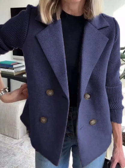Oversized Cozy Knit Double Breasted Coat Plus Size