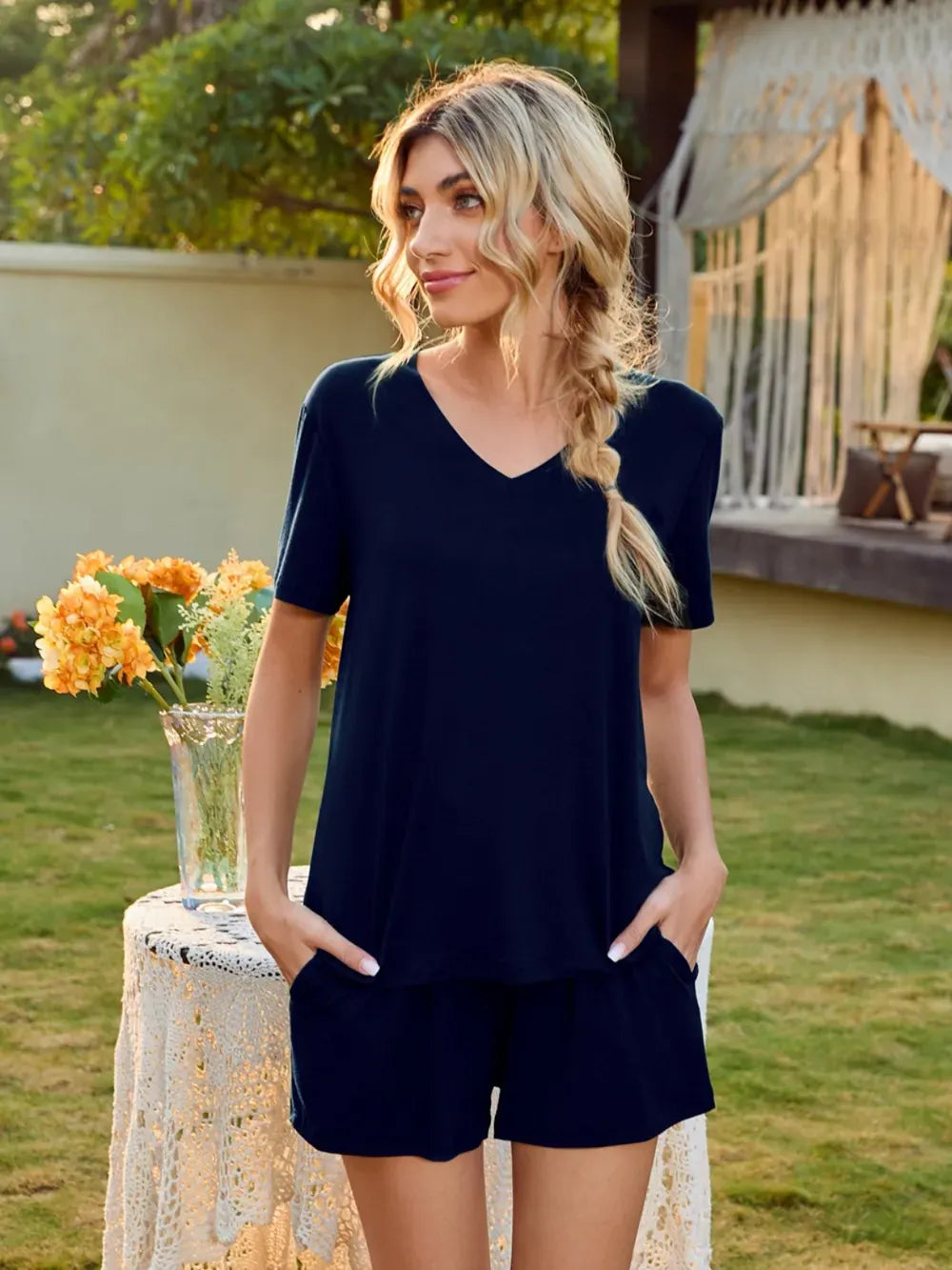 Relaxed Fit Short Sleeve Tee and Cargo Shorts Set
