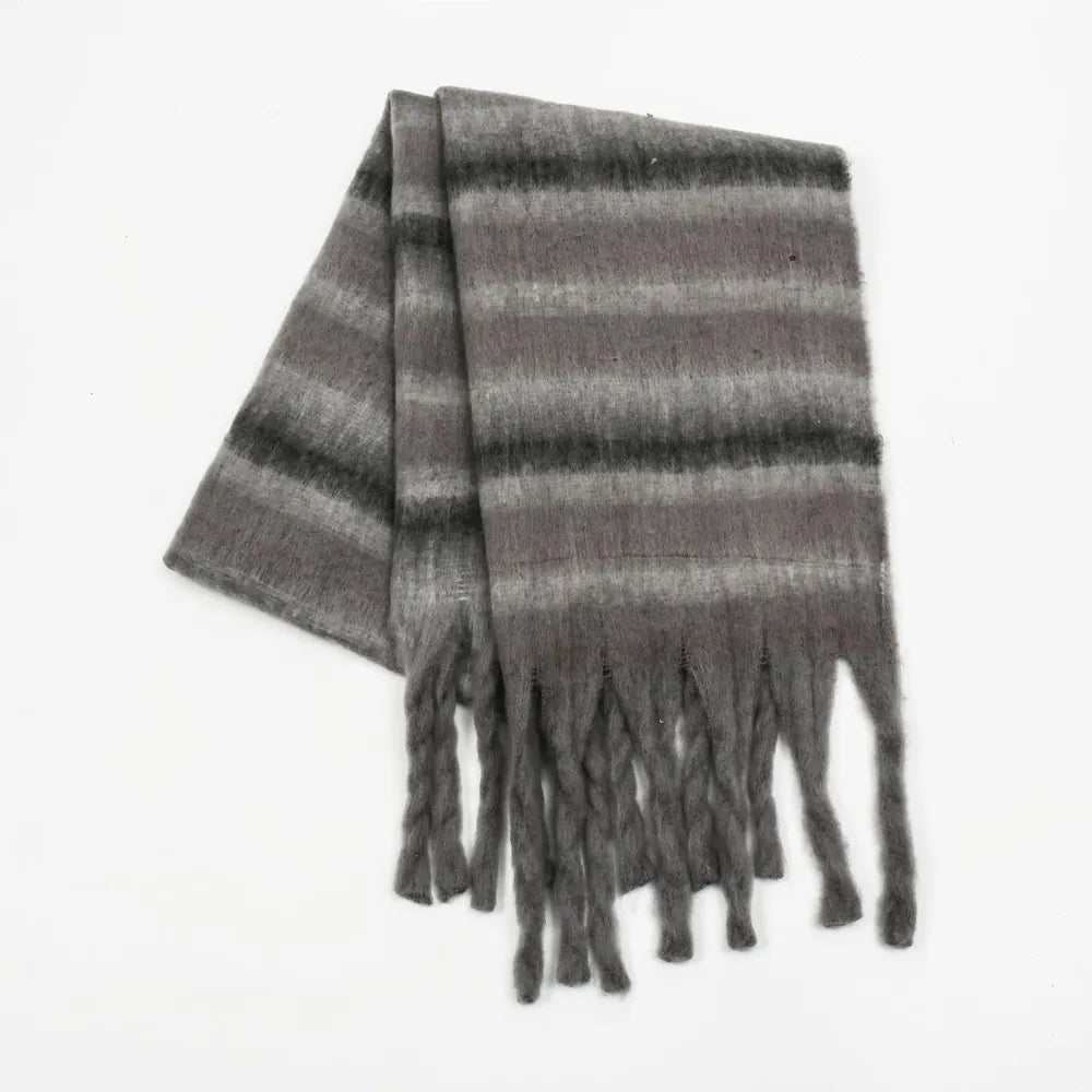 Trendy Black White Striped Fashion Scarf