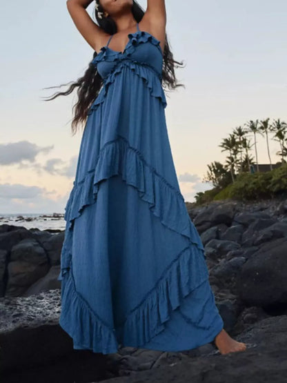 Flowy Strapless Summer Maxi Dress