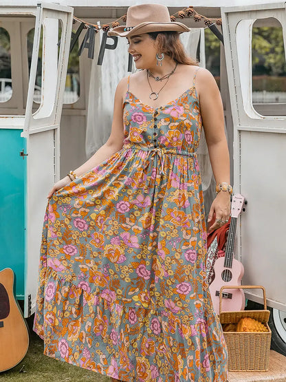 Casual Flowy Ruffled Long Dress - EasyApparels