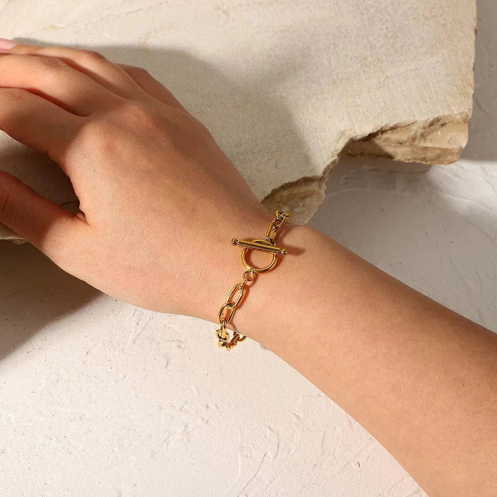 Luxury Gold Plated Stainless Steel Bar Bracelet - EasyApparels