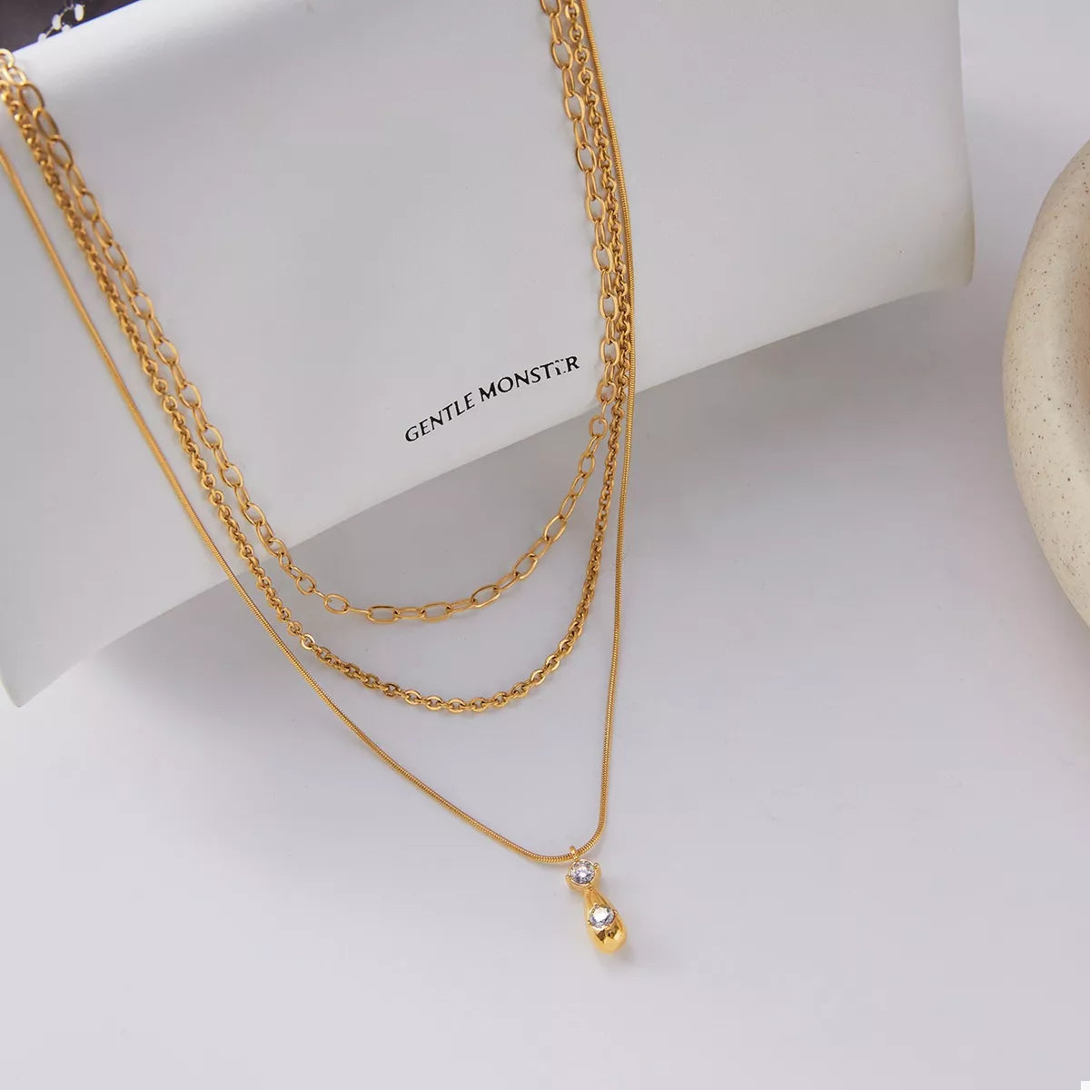Triple Tiered Chain Pendant Necklace - EasyApparels