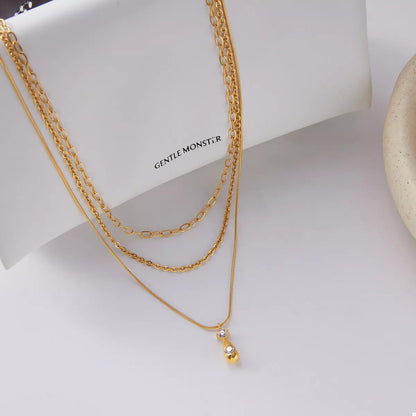 Triple Tiered Chain Pendant Necklace - EasyApparels