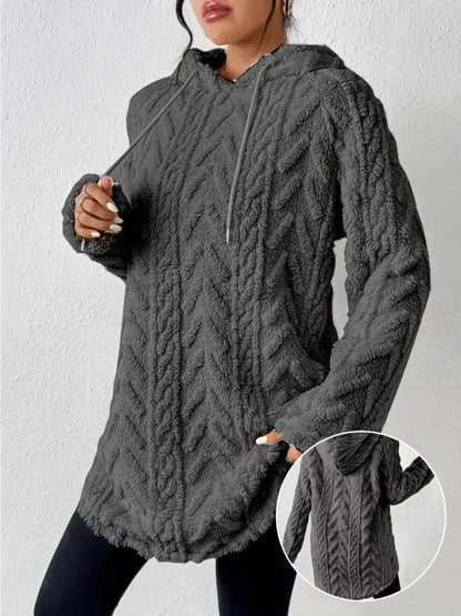 Soft Plush Drawstring Fleece Sweatshirt