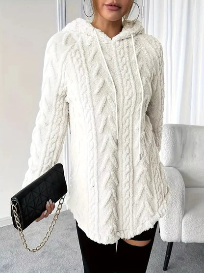 Soft Plush Drawstring Fleece Sweatshirt