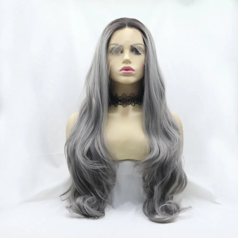 Natural Long Wavy Synthetic Lace Front Wig 24 - EasyApparels