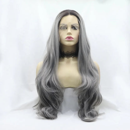 Natural Long Wavy Synthetic Lace Front Wig 24 - EasyApparels