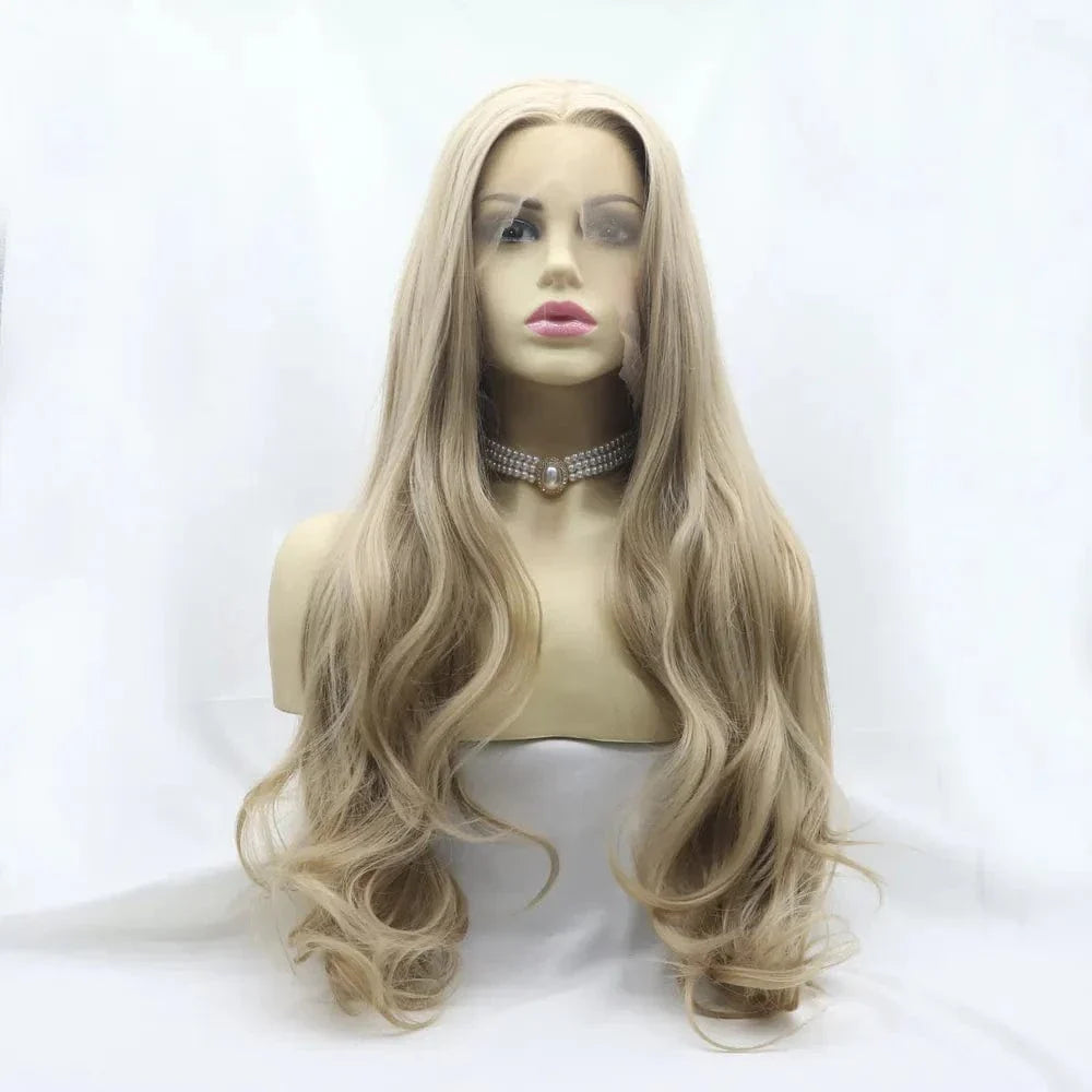 Natural Long Wavy Synthetic Lace Front Wig 24 - EasyApparels