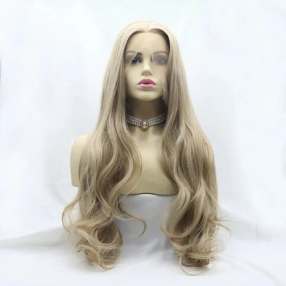 Natural Long Wavy Synthetic Lace Front Wig 24 - EasyApparels