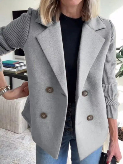 Oversized Cozy Knit Double Breasted Coat Plus Size