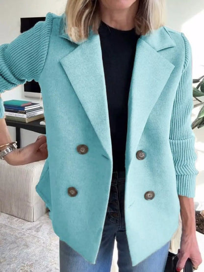 Oversized Cozy Knit Double Breasted Coat Plus Size