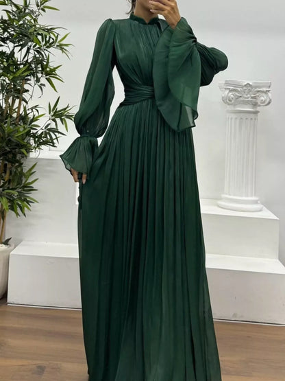 Flowy High Neck Floor Length Maxi Dress
