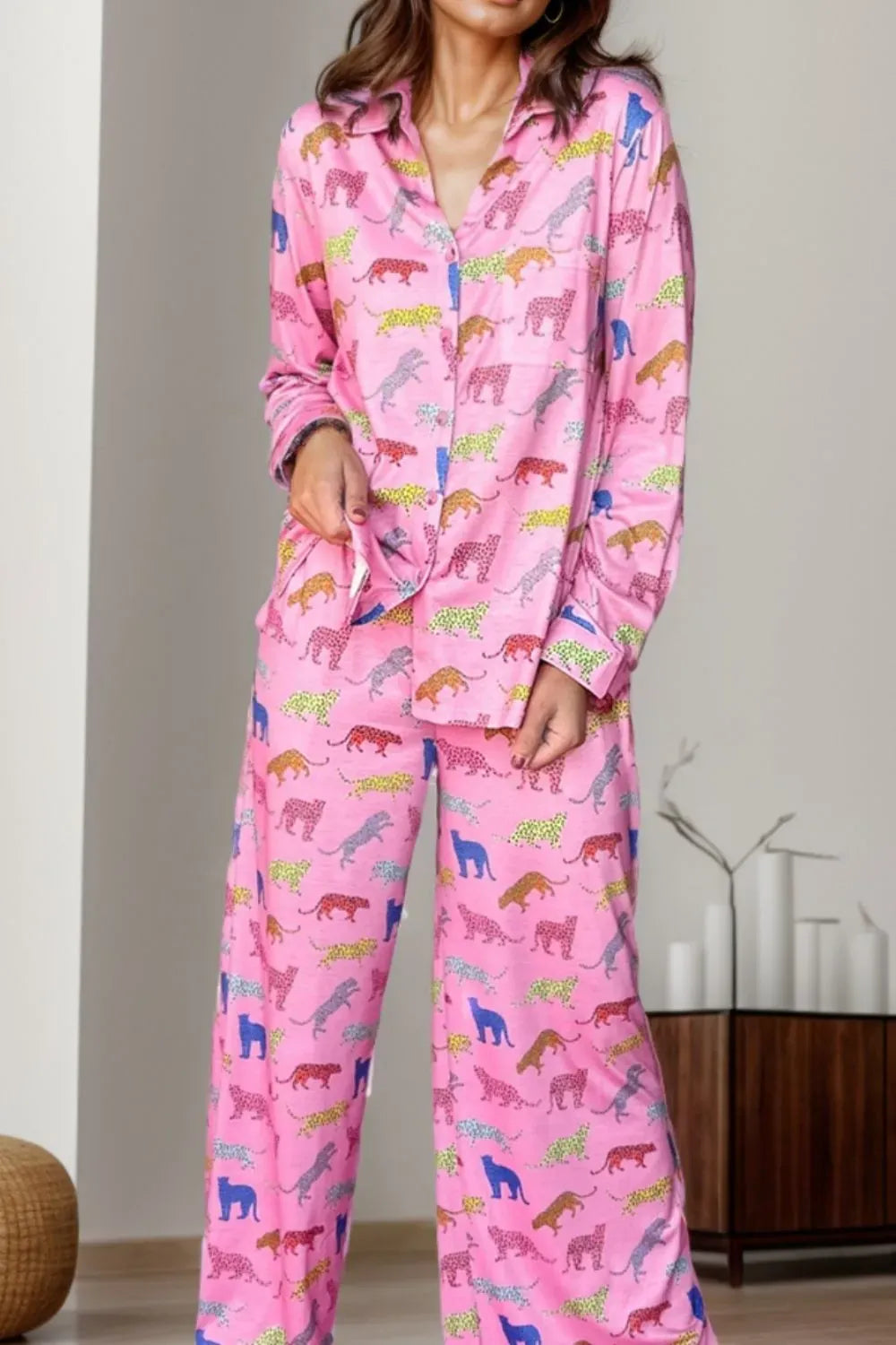 Comfy Patterned Loungewear Set with Pockets