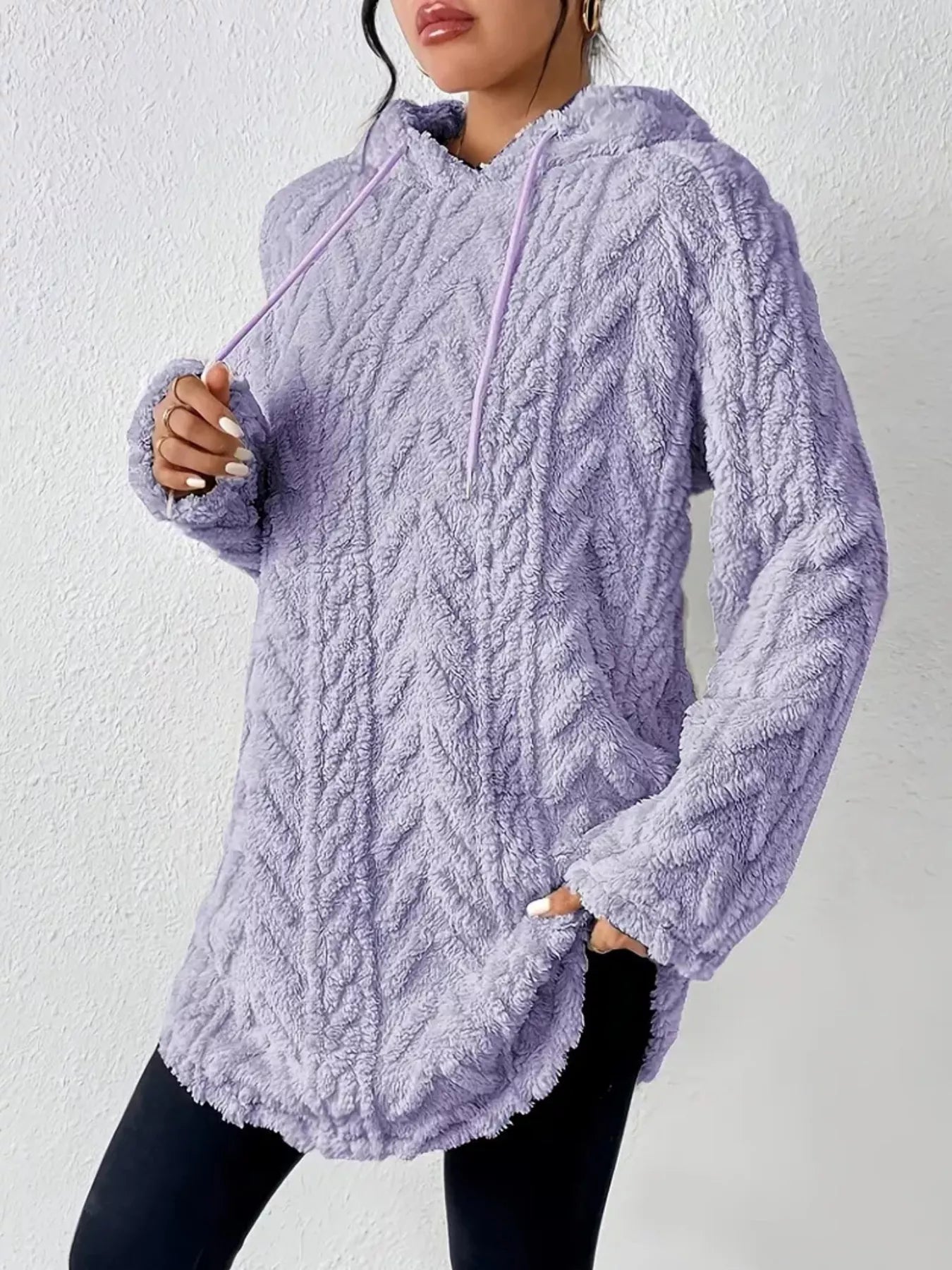 Soft Plush Drawstring Fleece Sweatshirt