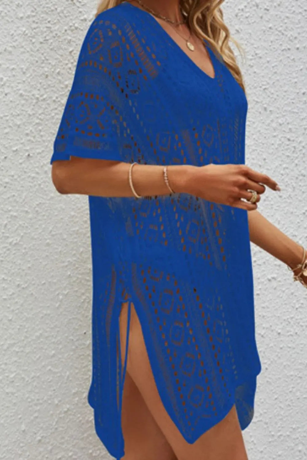 Lace Trim V Neck Summer Coverup