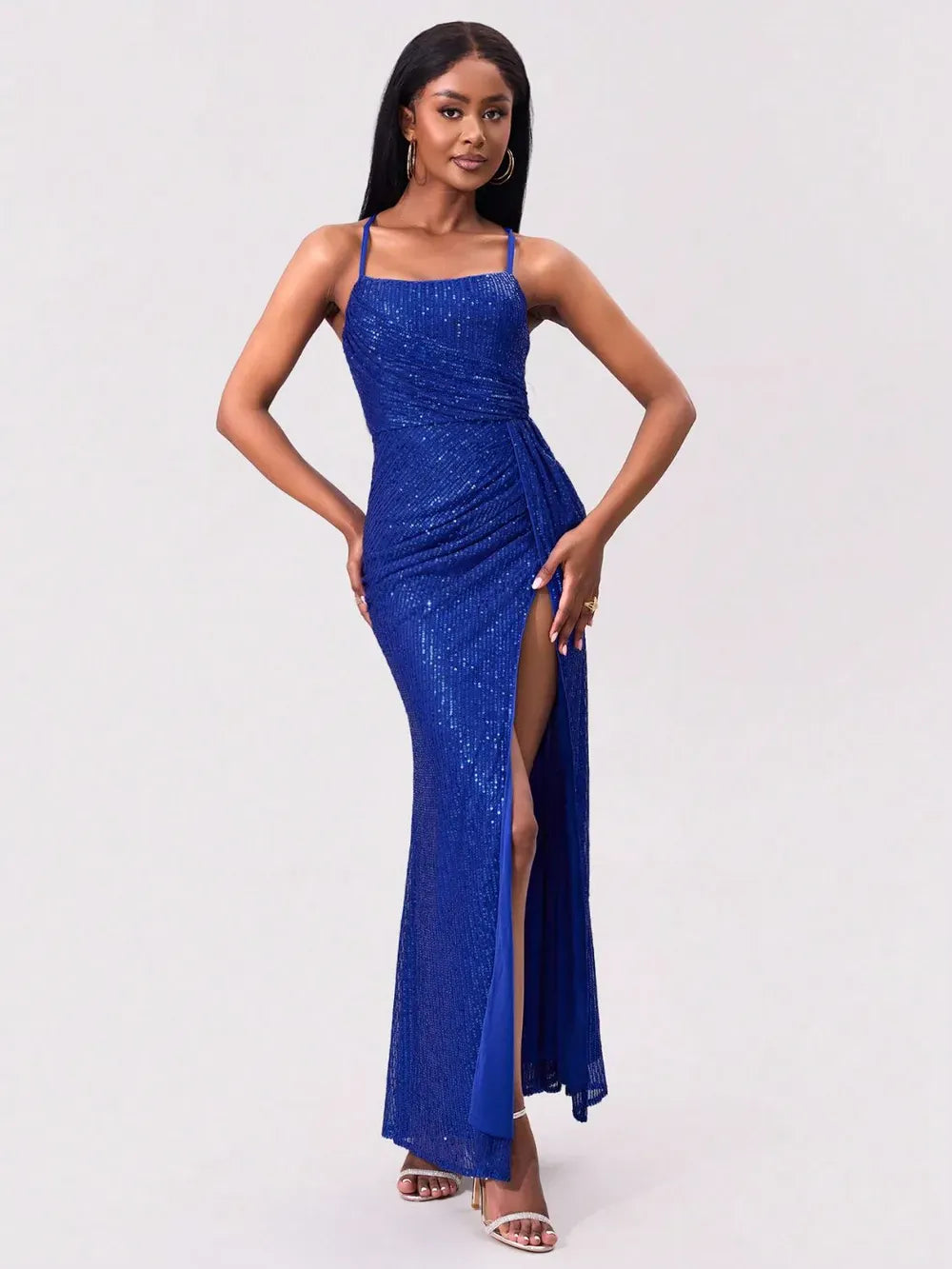 Glittering Sequin Spaghetti Strap Mini Dress - EasyApparels