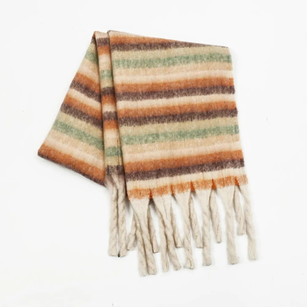 Trendy Black White Striped Fashion Scarf