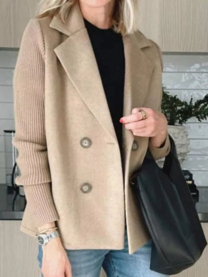 Oversized Cozy Knit Double Breasted Coat Plus Size