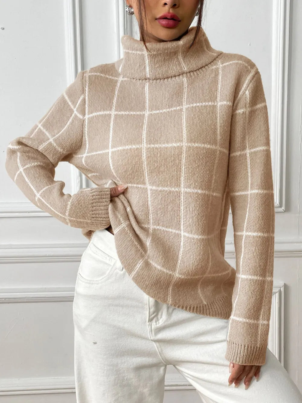 Classic Checked Winter Crew Sweater - EasyApparels