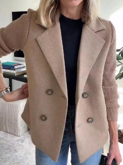 Oversized Cozy Knit Double Breasted Coat Plus Size - EasyApparels
