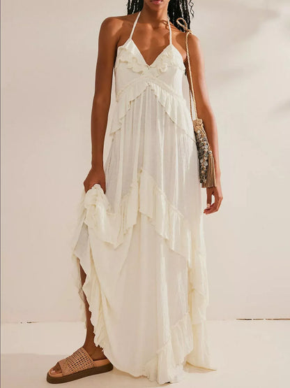 Flowy Strapless Summer Maxi Dress
