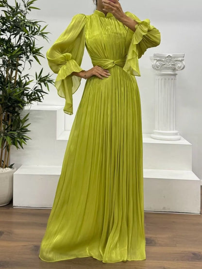 Flowy High Neck Floor Length Maxi Dress