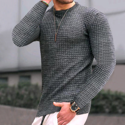 Comfortable Men's Waffle Crew Neck Sweater