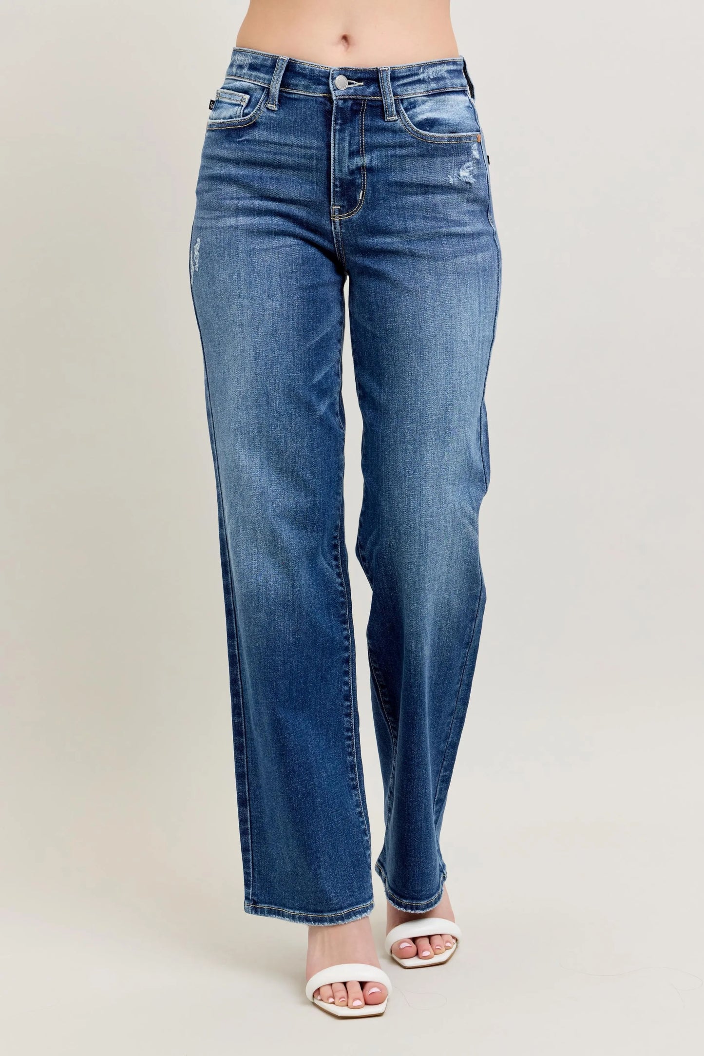 Classic High Waisted Straight Leg Women's Jeans Plus Size - EasyApparels