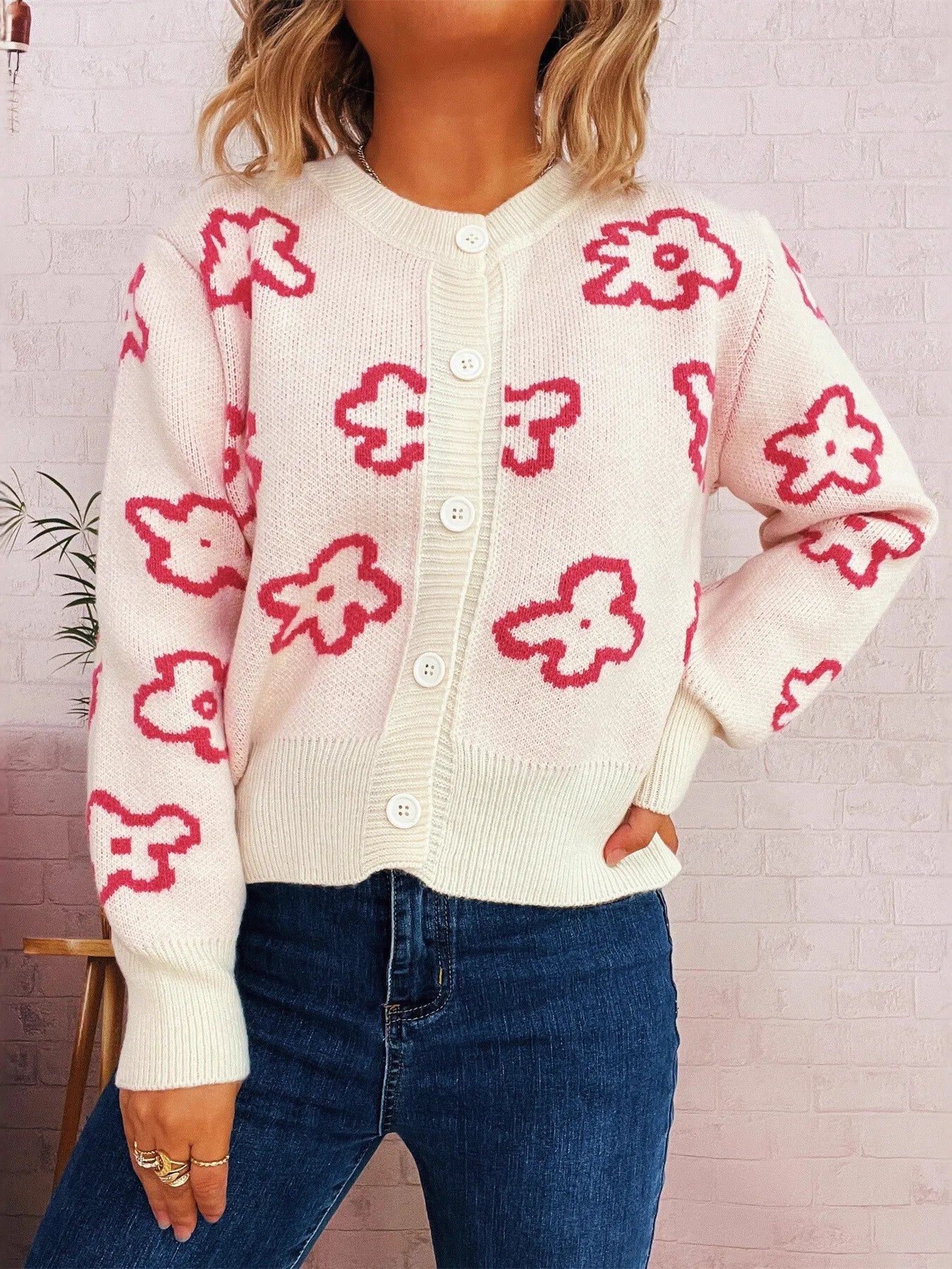 Pretty Blossom Open Front Sweater - EasyApparels