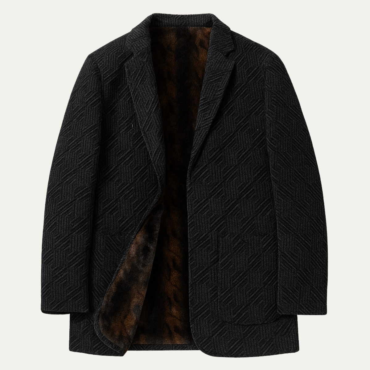 Warm Men's Chenille Blazer with Faux Fur Lining - Vossary