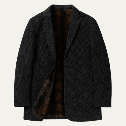 Warm Men's Chenille Blazer with Faux Fur Lining - Vossary