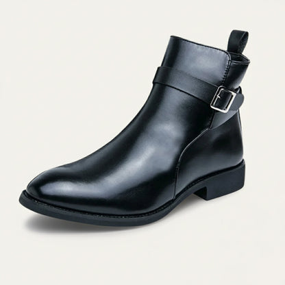 Premium Mens Leather Ankle Boots with Side Zip - Vossary