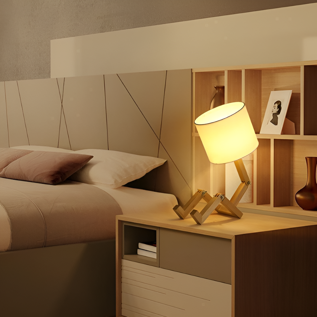 Flexible Robot Desk Lamp made of Solid Wood – LumoBot-The Livary