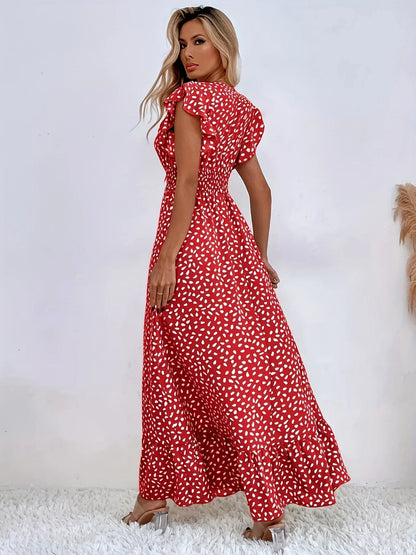 Flora Print Ruffles Dress | Stylish and Trendy-XS-Apricot-Nora Luxe