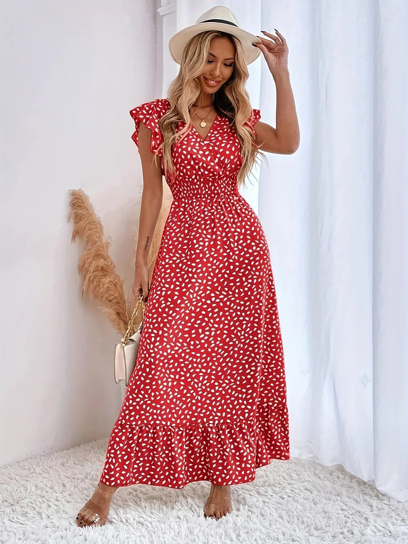 Flora Print Ruffles Dress | Stylish and Trendy-XS-Apricot-Nora Luxe