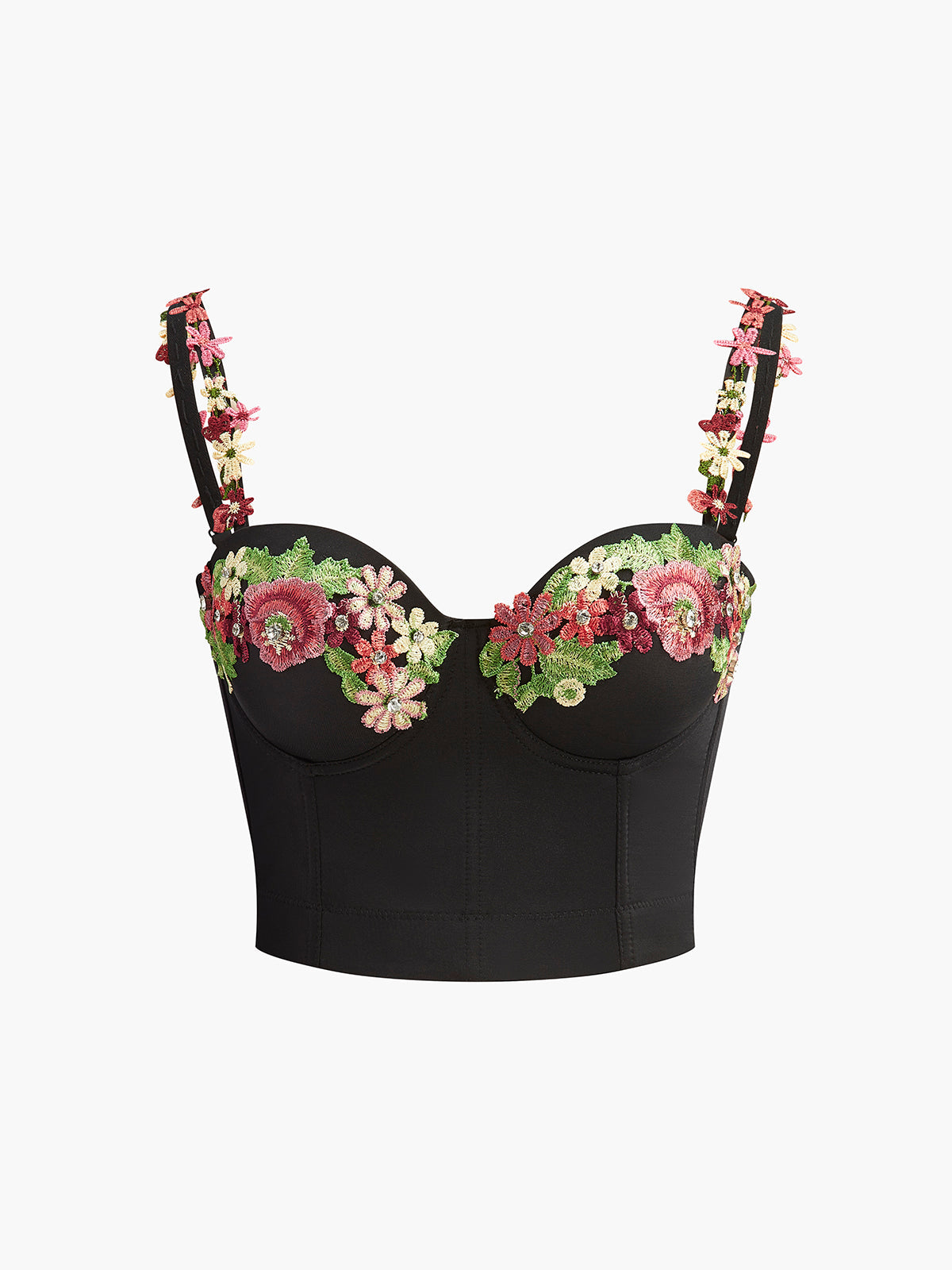 Lace Up Floral Bustier Top - EasyApparels