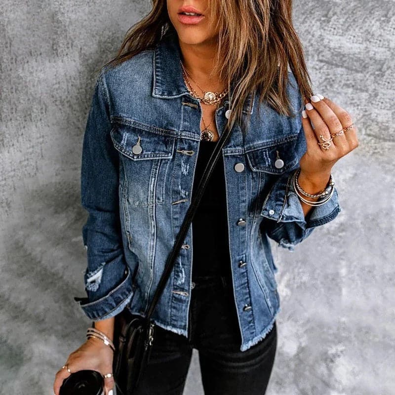Women's Classic Straight Fit Denim Jacket - EasyApparels