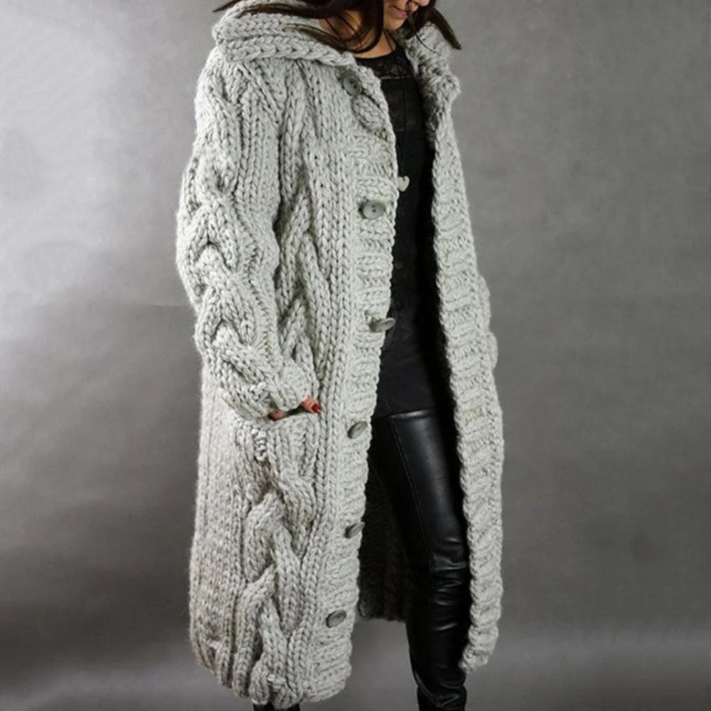 Soft Women's Oversized Cable Knit Winter Cardigan