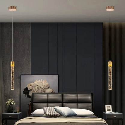 Glass Pendant Lamp in Cylindrical Shape - Lustreau-Gold-1 lamp-The Livary