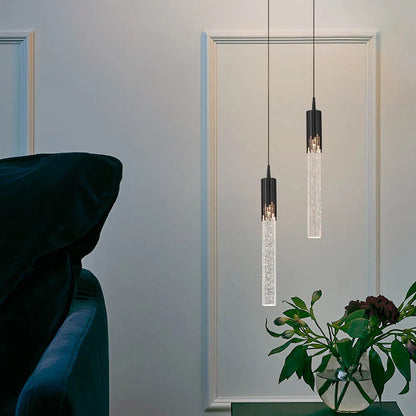 Glass Pendant Lamp in Cylindrical Shape - Lustreau-Gold-1 lamp-The Livary