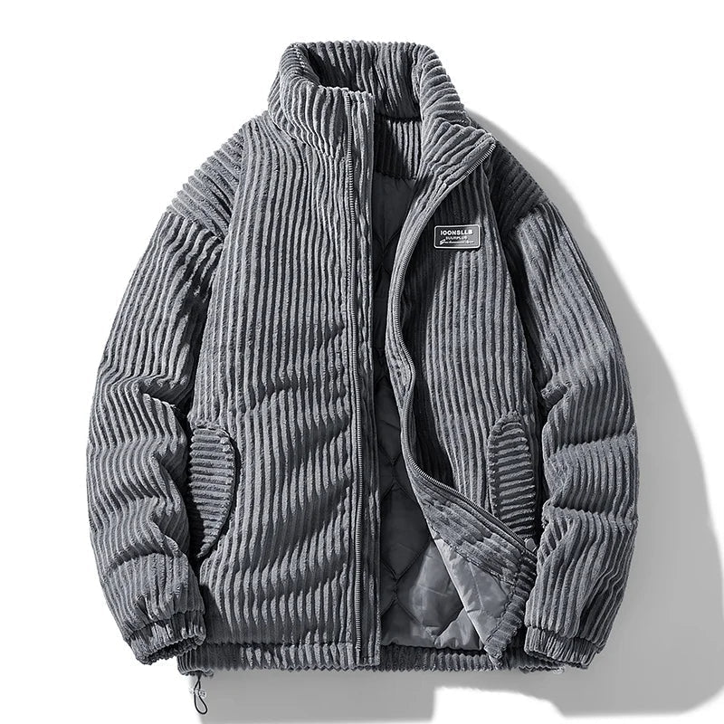 Loose Fit Crew Neck Bomber Jacket for Men