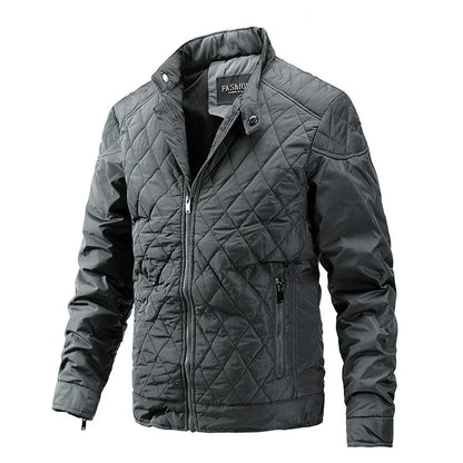 Warm Padded Jacket with Stand Collar and Full Zip