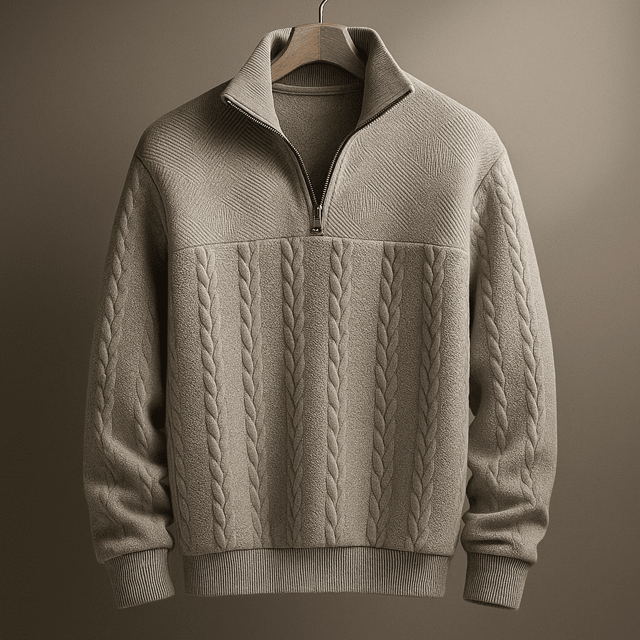 Cozy Marine Quarter Zip Sweater