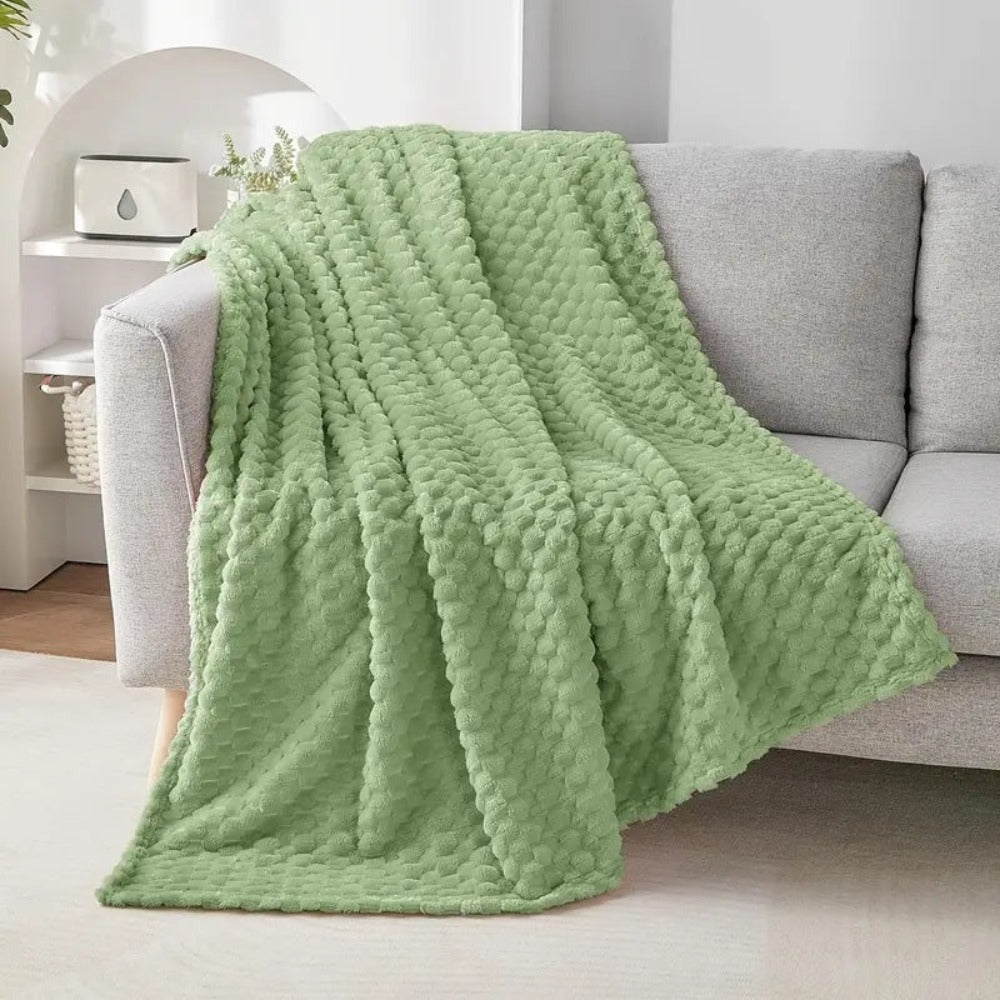 Modern Textured Fleece Throw Blanket With Bubble Design