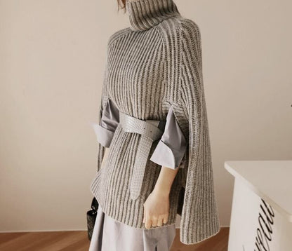 Cozy Oversized Knit Winter Cape Sweater