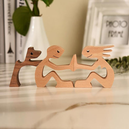 Unique Wooden Dog Figurine Set