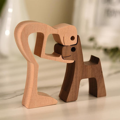Unique Wooden Dog Figurine Set