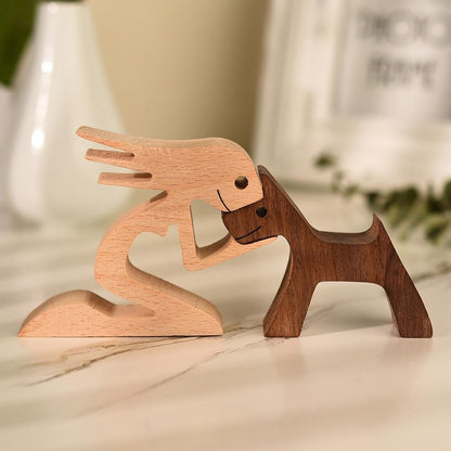 Unique Wooden Dog Figurine Set