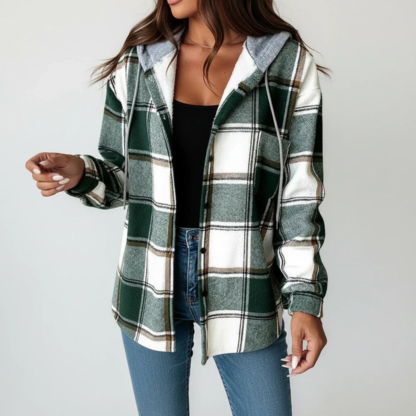 Warm Plaid Hoodie for Ladies - Vossary
